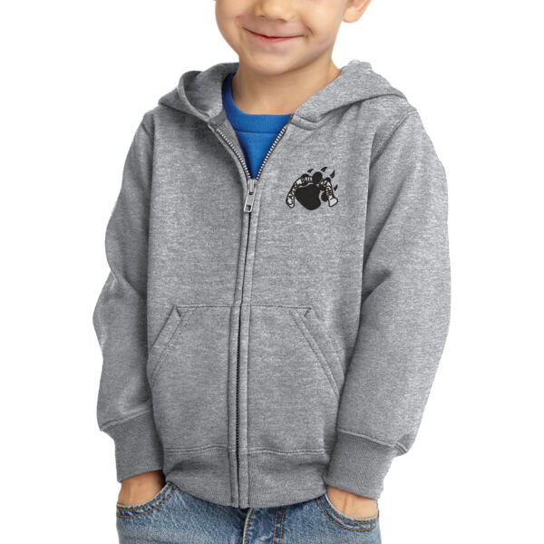 Port & Company® Toddler Core Fleece Full-Zip Hooded Sweatshirt - Embroidered Logo Thumbnail
