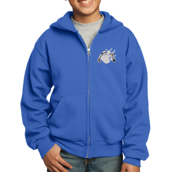 Port & Company® Youth Core Fleece Full-Zip Hooded Sweatshirt - Embroidered Logo Thumbnail