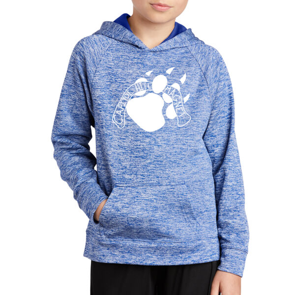 Sport-Tek® Youth PosiCharge® Electric Heather Fleece Hooded Pullover - Printed Logo Thumbnail