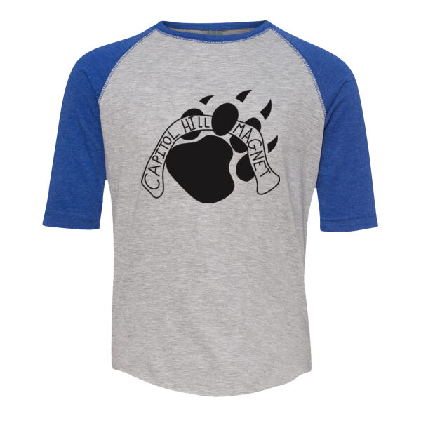 LAT - Youth Baseball Fine Jersey Three-Quarter Sleeve Tee - Printed Logo Thumbnail