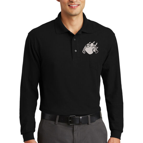 Port Authority® Silk Touch™ Long Sleeve Polo with Pocket - Embroidered Logo Thumbnail